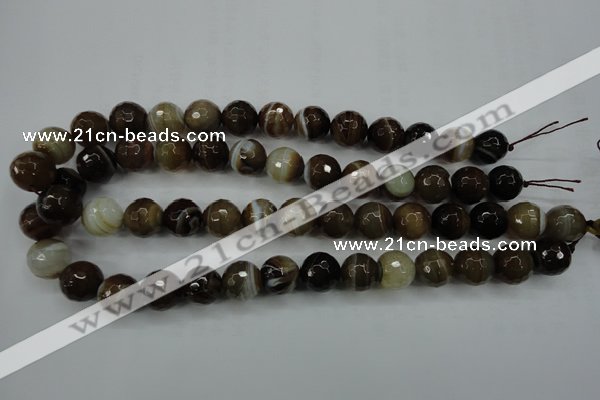 CAG5110 15.5 inches 14mm faceted round line agate beads wholesale