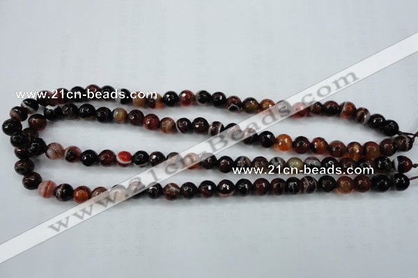 CAG5112 15.5 inches 8mm faceted round line agate beads wholesale