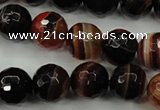 CAG5114 15.5 inches 12mm faceted round line agate beads wholesale