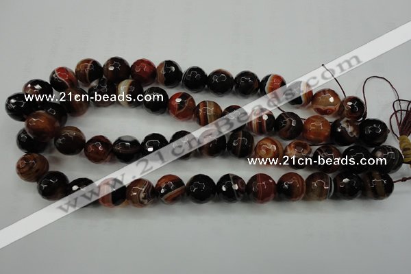 CAG5114 15.5 inches 12mm faceted round line agate beads wholesale