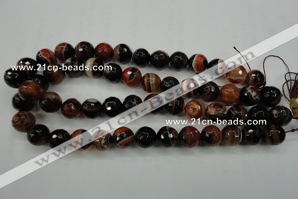 CAG5115 15.5 inches 14mm faceted round line agate beads wholesale