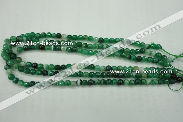 CAG5120 15.5 inches 4mm faceted round line agate beads wholesale