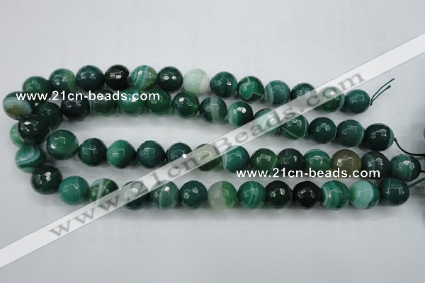 CAG5124 15.5 inches 12mm faceted round line agate beads wholesale