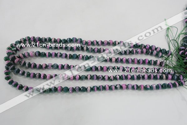 CAG5137 15 inches 6mm faceted round tibetan agate beads wholesale