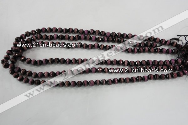 CAG5138 15 inches 6mm faceted round tibetan agate beads wholesale