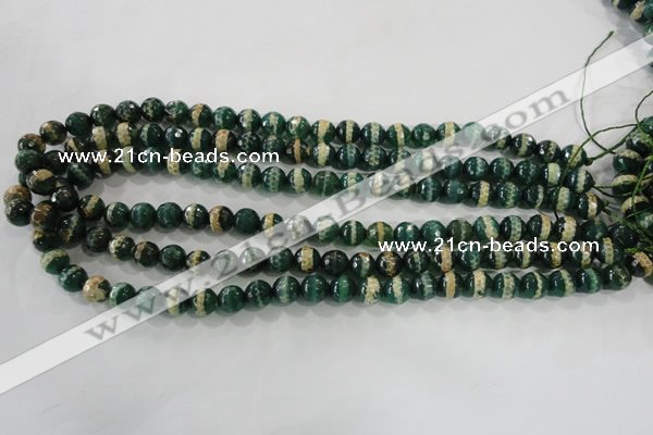 CAG5141 15 inches 8mm faceted round tibetan agate beads wholesale