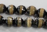 CAG5145 15 inches 10mm faceted round tibetan agate beads wholesale