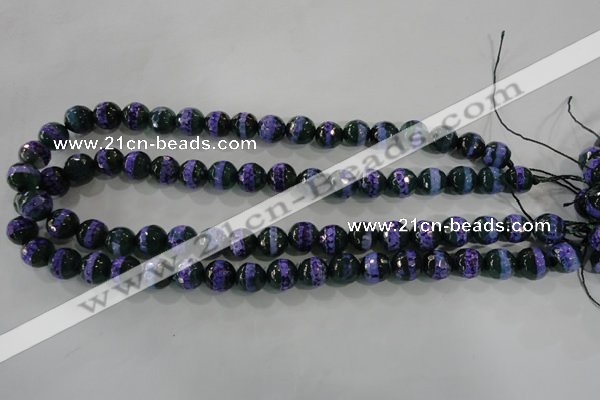 CAG5148 15 inches 10mm faceted round tibetan agate beads wholesale