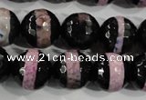 CAG5153 15 inches 12mm faceted round tibetan agate beads wholesale