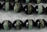 CAG5155 15 inches 12mm faceted round tibetan agate beads wholesale