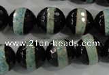 CAG5156 15 inches 12mm faceted round tibetan agate beads wholesale