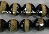 CAG5157 15 inches 12mm faceted round tibetan agate beads wholesale