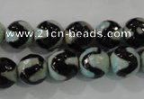 CAG5161 15 inches 10mm faceted round tibetan agate beads wholesale