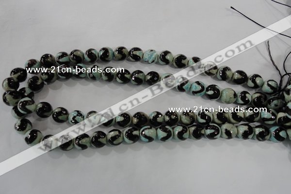 CAG5161 15 inches 10mm faceted round tibetan agate beads wholesale