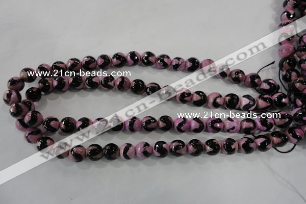 CAG5162 15 inches 10mm faceted round tibetan agate beads wholesale