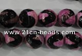 CAG5166 15 inches 12mm faceted round tibetan agate beads wholesale