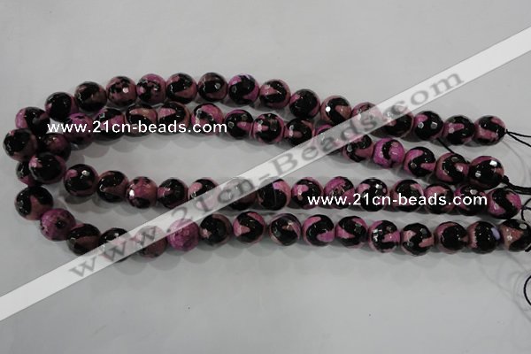 CAG5166 15 inches 12mm faceted round tibetan agate beads wholesale