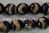 CAG5168 15 inches 14mm faceted round tibetan agate beads wholesale