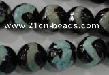 CAG5169 15 inches 14mm faceted round tibetan agate beads wholesale