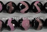 CAG5170 15 inches 14mm faceted round tibetan agate beads wholesale