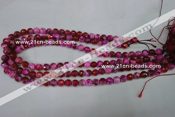 CAG5182 15 inches 8mm faceted round fire crackle agate beads