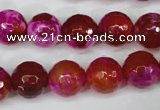 CAG5184 15 inches 12mm faceted round fire crackle agate beads