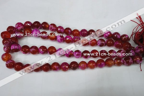 CAG5184 15 inches 12mm faceted round fire crackle agate beads