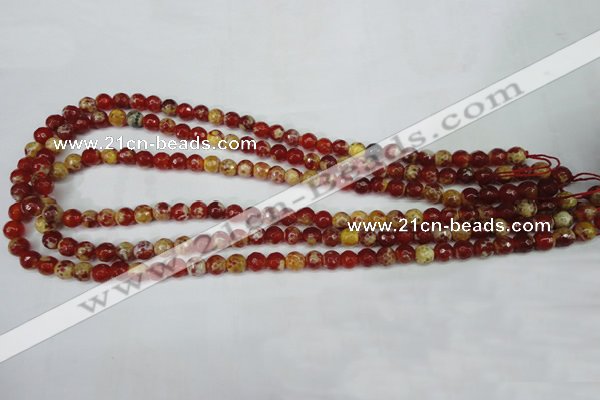 CAG5186 15 inches 6mm faceted round fire crackle agate beads