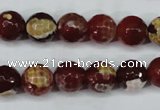 CAG5188 15 inches 10mm faceted round fire crackle agate beads