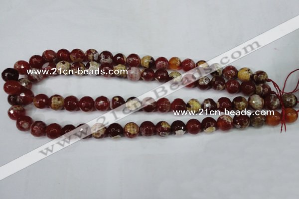 CAG5188 15 inches 10mm faceted round fire crackle agate beads