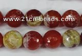 CAG5189 15 inches 12mm faceted round fire crackle agate beads