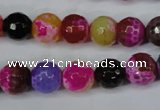 CAG5193 15 inches 10mm faceted round fire crackle agate beads