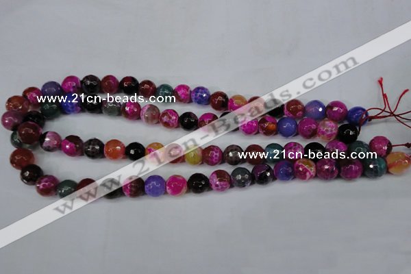 CAG5193 15 inches 10mm faceted round fire crackle agate beads