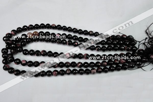 CAG5198 15 inches 8mm faceted round fire crackle agate beads