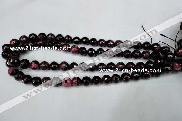 CAG5199 15 inches 10mm faceted round fire crackle agate beads