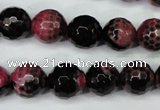 CAG5200 15 inches 12mm faceted round fire crackle agate beads