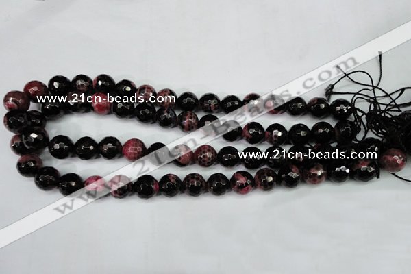 CAG5200 15 inches 12mm faceted round fire crackle agate beads