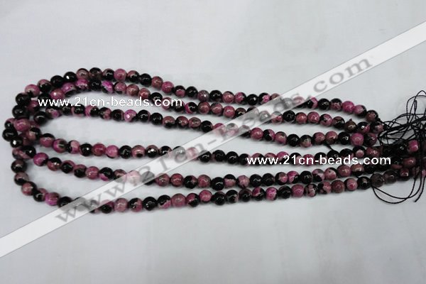 CAG5203 15 inches 6mm faceted round fire crackle agate beads