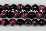 CAG5204 15 inches 8mm faceted round fire crackle agate beads