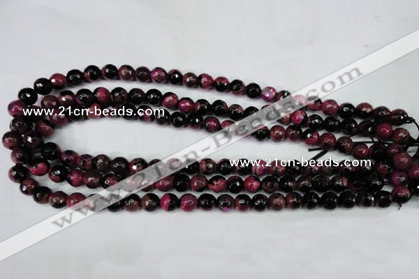 CAG5204 15 inches 8mm faceted round fire crackle agate beads