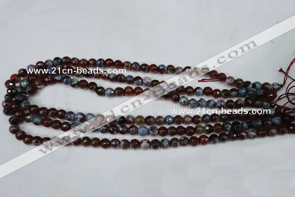 CAG5206 15 inches 6mm faceted round fire crackle agate beads
