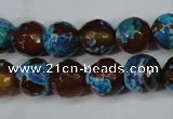 CAG5208 15 inches 10mm faceted round fire crackle agate beads