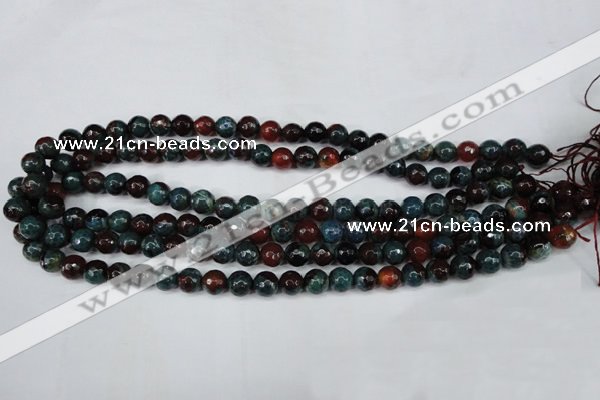 CAG5211 15 inches 8mm faceted round fire crackle agate beads