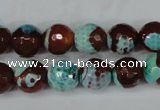 CAG5215 15 inches 10mm faceted round fire crackle agate beads