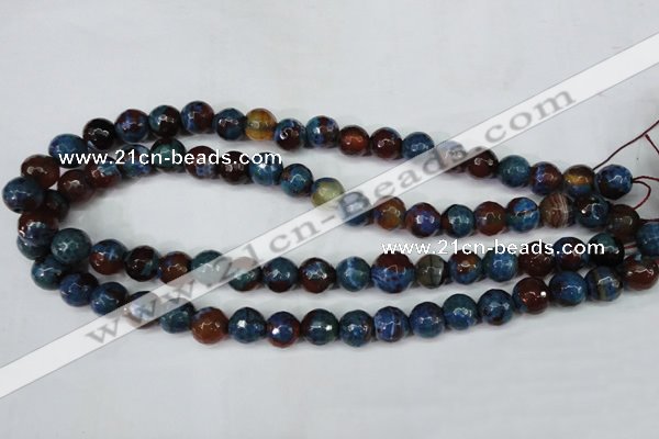 CAG5217 15 inches 10mm faceted round fire crackle agate beads