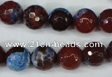 CAG5218 15 inches 12mm faceted round fire crackle agate beads