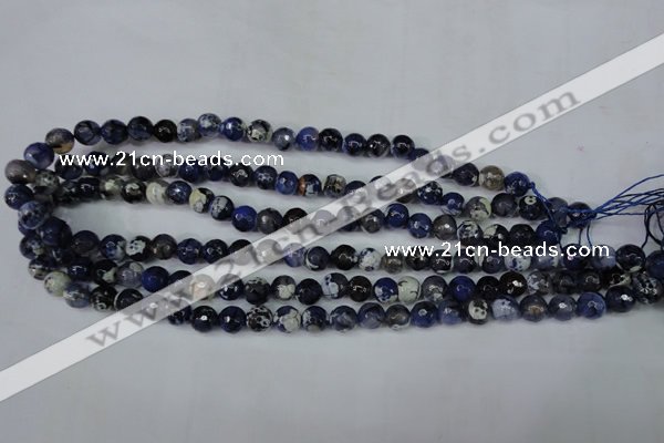 CAG5222 15 inches 8mm faceted round fire crackle agate beads