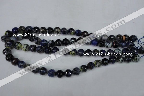 CAG5223 15 inches 10mm faceted round fire crackle agate beads