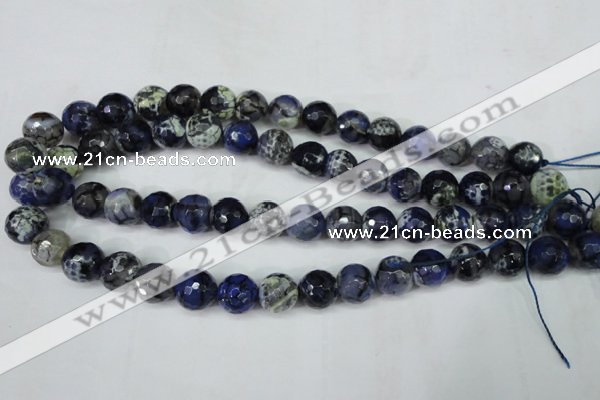 CAG5224 15 inches 12mm faceted round fire crackle agate beads