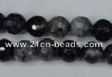 CAG5228 15 inches 10mm faceted round fire crackle agate beads